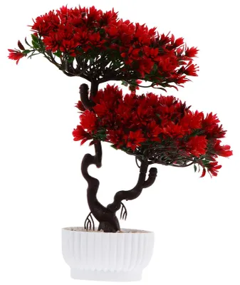 Image de Bonsaï artificiel, plante artificielle, reproduction de bonsaï rouge, plante artificielle facile d'entretien pour la décoration de la maison ou du bureau