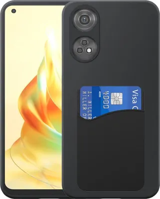 Immagine prodotto di Adatto per Oppo Reno 8T 4G Custodia del telefono con supporto per schede in silicone - Custodia flessibile per la copertura posteriore in silicone TPU con slot per schede in silicone - Nero - Smartphonics