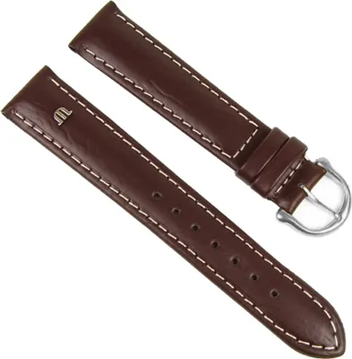 Produktbild von Maurice Lacroix Uhrenarmband Kalbsleder braun mit Emblem 18920, Stegbreite:14mm, Schließe:Silbern