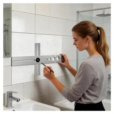 Produktbild von Bohrpositionierungslineal – Verstellbares Universalinstrument aus Edelstahl für Bodenbohrführungen
