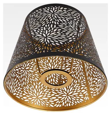 Produktbild von Lampenschirme für Tischlampen, mittelgroßer Lampenschirm aus Eisen mit hohlem Design für Kronleuchter E26 E27 in Schwarz, Schutzhülle für Deckenleuchten und Wandleuchten