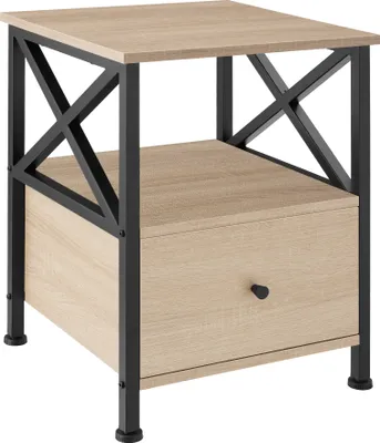 Image de Table de chevet Falkirk 40x41,5x55,5cm - Bois clair industriel, Chêne Sonoma