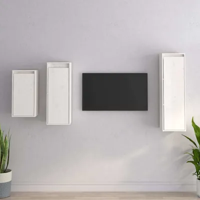 Produktbild von Möbel TV-Schränke 3 Stk. Weiß Massivholz Kiefer - TV-Schränke 3100160