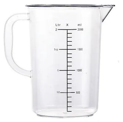 Image de Verre doseur en plastique sans BPA, avec bec verseur et graduations, capacité 2000 ml