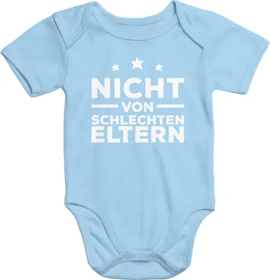 Produktbild von kurzarm Baby Body Aufdruck nicht von schlechten Eltern Babybody Baumwolle Moonworks® 0-3 Monate