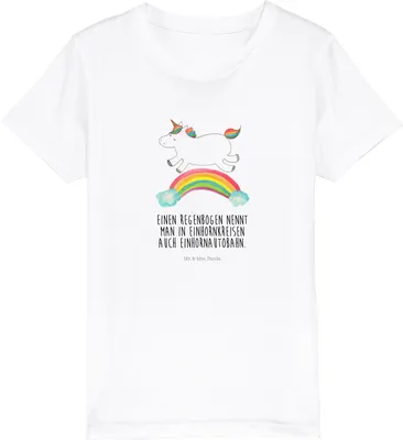 Produktbild von Mr. & Mrs. Panda Kleinkinder T-Shirt Einhorn Regenbogen 12-14 Jahre (152/164) - Weiß - Geschenk, Bio Kinder, Kindershirt, Unicorn, Erwachsenwerden, Glitzer, Teenager, Öko