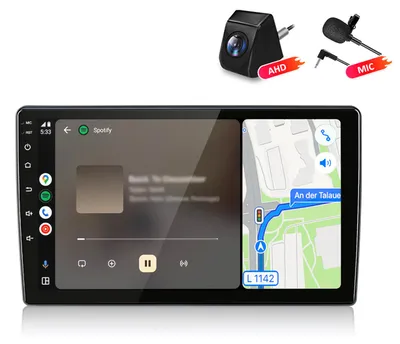 Zdjęcie produktu dla Radio samochodowe 2+64GB z kamerą i mikrofonem, kompatybilne z Peugeot 407 (2004-2008), obsługujące Carplay, Android Auto, GPS, Wi-Fi, Bluetooth, DAB+, RDS, sterowanie z kierownicy, wyświetlacz 9 cali
