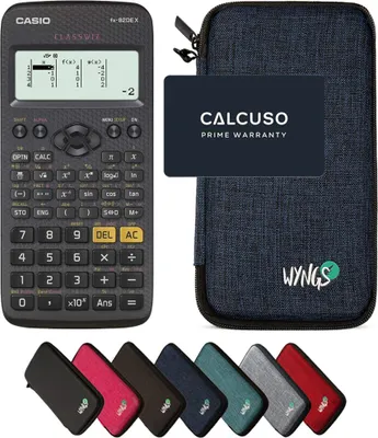 Produktbild von Casio fx-82DE X ClassWiz inkl. WYNGS Schutztasche Blau - Wissenschaftlicher Taschenrechner - Basic Set