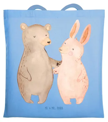 Produktbild von Mr. & Mrs. Panda Schultasche Bär und Hase Umarmen - Sky Blue - Geschenk, Laptoptasche, Tote Bag, BFF, Tasche, Einkaufstasche, Shopping, Freundin, für Immer