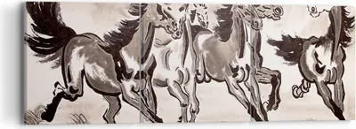 Produktbild von Bild auf Leinwand - Leinwandbild - Pferd Abbildung Natur - 90x30cm - Wand Bild - Wanddeko - Leinwanddruck - Bilder - Kunstdruck - Wanddekoration - Leinwand bilder - Wandkunst - CA90x30-3117