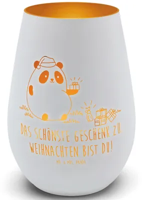 Produktbild von Mr. & Mrs. Panda Garten Windlicht Panda Weihnachtsgeschenk - Weiß - Geschenk, Glas, Outdoor, Teelichthalter, Laterne, Kerzenhalter