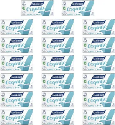 Produktbild von Vuokkoset BIO Tampons NORMAL 320 Stk. | Vorteilspack, 100% Baumwolle, Hypoallergen, Biodegradierbar, Plastikfrei