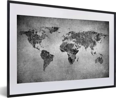 Produktbild von MuchoWow® Gerahmtes Poster Weltkarte - Vintage - Abstrakt - Kinder - Jungen - Mädchen 60x40 cm - Poster mit Schwarzem Bilderrahmen Wandposter Rahmen Foto Bilder - Schlafzimmer - Plakat in Rahmen - Drucken