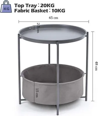 Produktbild von Famanu Beistelltisch Rund - Grau, Skandinavisches Design
