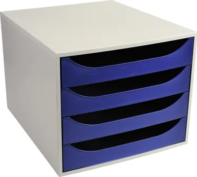 Image de Exacompta Module de classement Ecobox Office 4 tiroirs Bleu nuit 2286104D