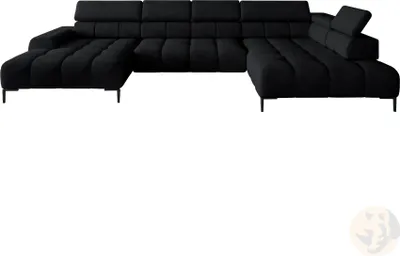Produktbild von DOMO-HOME Ecksofa PLAZA XL mit elektrischer Relax-Funktion 385x216cm | Modernes Design| Hochwertige Verarbeitung| Verstellbare Kopfstützen| Farbe schwarz Solar| Rechts