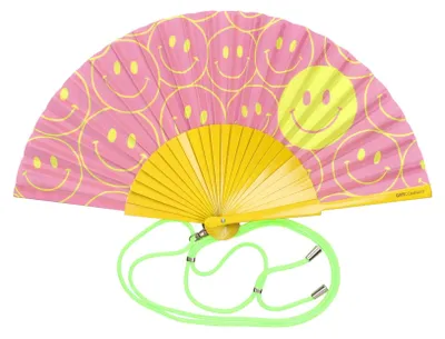 Produktbild von Fififan, Fächer, 23cm, Motiv: Smile, rosa/gelb