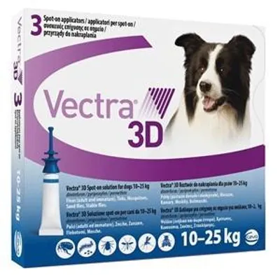 Image de Ceva Vectra 3D pour chiens, de 10 à 25 kg, pipettes antiparasitaires, boîte de 3