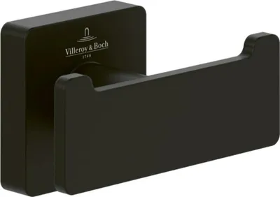 Obrázek produktu pro Villeroy & Boch Elements Striking dvojitý háček na ručníky, hranatý, nástěnný, matně černý, 80x44x45 mm