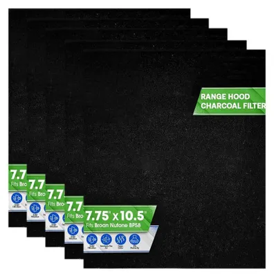 Produktbild von INF 5er-Set schwarze Dunstfilter Polyurethan Aktivkohle 27cm x 20cm für Küche