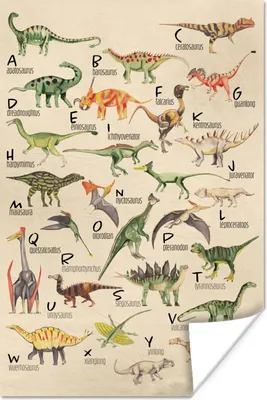 Produktbild von MuchoWow® Poster Alphabet - Dinos - Kinderzimmer - Jungen - Mädchen - Kinder 40x60 cm - Plakate für die Wand - Poster Babyzimmer