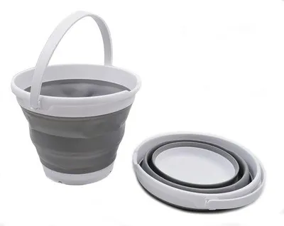 Image de Seaux pliables (blanc/gris, 10 l - ronds)