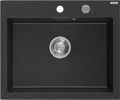 Produktbild von Mexen Elix Granitspüle 1-becken 600 x 500 mm, Schwarz/Silber Metallic, Siphon Chrom - 6525601005-73