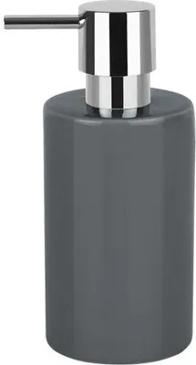 Produktbild von Spirella Seifenspender "Tube" | mit Pumpe | Flüssigseifen-Spender | Porzellan | 300ml | Langliebig und Robust | Grau