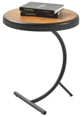 Immagine prodotto di Tavolino da salotto elegante e  rotondo, in metallo e legno, nero e marrone