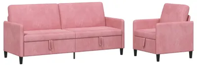 Imagen del producto de Juego de sofás vidaXL con espacio de almacenamiento, 2 unidades, color rosa, tapizado en poliéster