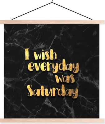 Produktbild von MuchoWow® Textilposter Zitat - Wochenende - Gold - Marmor 120x120 cm mit holzfarbenen Rahmen - Textil-Poster