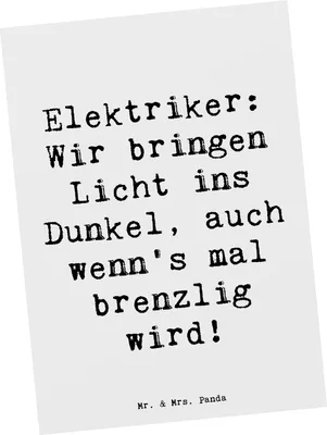 Produktbild von Mr. & Mrs. Panda Postkarte Spruch Elektriker Lichtbringer - Weiß - Geschenk, bildkarte, Grußkarte, Postkarten, handgefertigte Geschenke, Berufsleben, Elektrotechnik