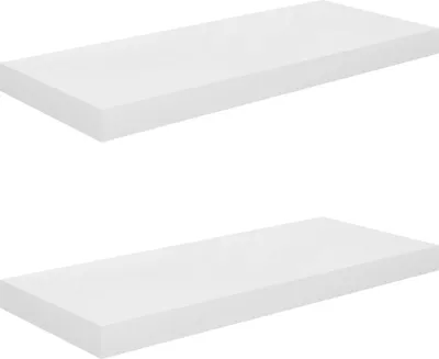 Zdjęcie produktu dla Półki ścienne 2 szt., wysoki połysk, białe, 60x23,5x3,8 cm, MDF