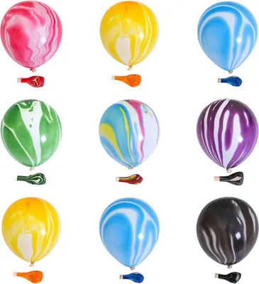 Obrázek produktu pro 100 kusů balónků v různých barvách, mramorový vzhled, ekologicky šetrné latexové balónky pro narozeninové oslavy a svatební dekorace