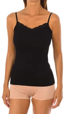 Imagen del producto de Camiseta interior para mujer Q-EN con tirantes de encaje de bambú, modelo Q705