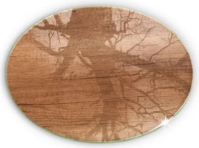 Produktbild von Grabkerze Untersetzer Glastafel Gummifüße Motiv - 30 cm - Holzstruktur