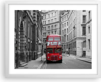 Produktbild von Gerahmtes Poster - Weißer Rahmen - Bus england urlaub london - 50x40 cm - Wand Bild - Wanddeko - Wandbilder - Kunstposter - Wandposter - Bilderrahmen - Bilder - Kunstdruck - Wandbild - P2WAA50x40-2153