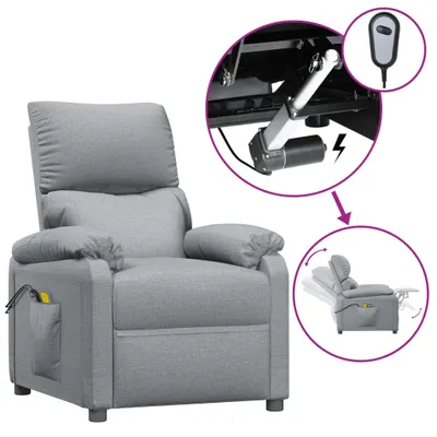 Obrázok produktu pre vidaXL Elektrické masážne kreslo Light Grey Fabric