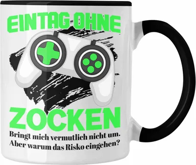 Produktbild von Trendation - Ein Tag Ohne Zocken Tasse Gamer Geschenk Spruch Gaming (Schwarz)