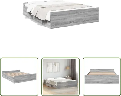 Produktbild von The Living Store Bettgestell mit Schubladen Grau Sonoma 160x200 cm Holzwerkstoff