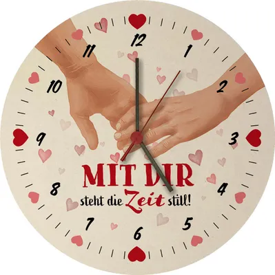 Produktbild von Liebe Wanduhr aus MDF mit Spruch Mit dir steht die Zeit still