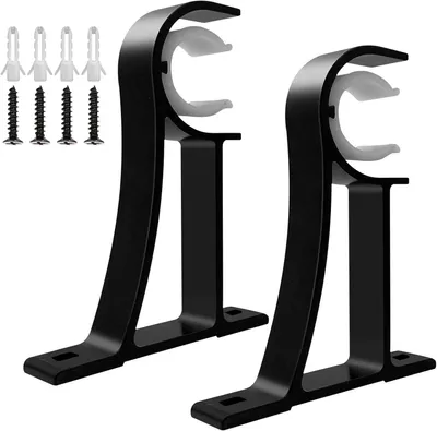 Produktbild von Gardinenhalter, Schwarz, Starkes Metall, Für 28-35mm Gardinenstangen, 2 Stück