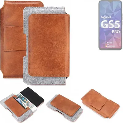 Produktbild von K-S-Trade Handyhülle Schutzhülle kompatibel mit Gigaset GS5 Pro SE Gürteltasche Holster Gürtel Tasche Smartphone Tasche Handy Hülle Polyurethan+ Filz,