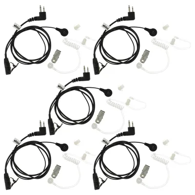 Produktbild von vhbw 5x Headset kompatibel mit Motorola GP88, GP300, GP73, GP600, GP68, CP040 Funkgerät - transparent, schwarz, Akustikschlauch
