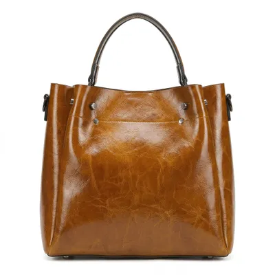 Immagine prodotto di Borsa in pelle "Aster", borsa capiente in pelle pieno fiore, borsa a tracolla per tutti i giorni, borsa da lavoro minimalista