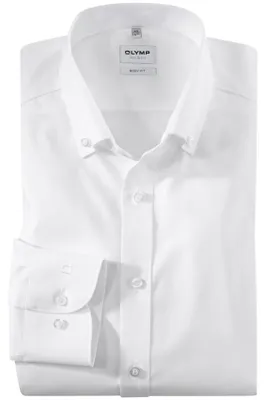Produktbild von Olymp Business-Hemd extra slim fit weiß einfarbig Baumwolle Button-Down-Kragen