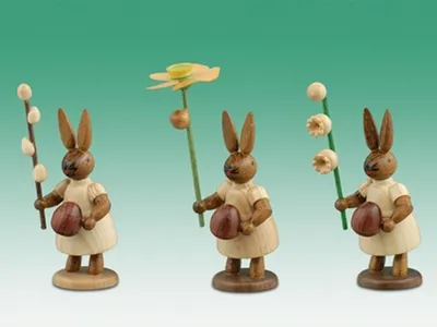 Produktbild von Osterdekoration Osterhasen 3tlg. mit Blumen Höhe 7,5cm NEU