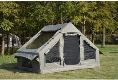 Produktbild von Aufblasbares Zelt mit Ofen Durchführung, 300D Baumwoll-Zelt wasserdicht PU3000, Familienzelt Hot Tent, Stove Jack, Schnellaufbau für Camping Garten Glamping 4-6 Personen