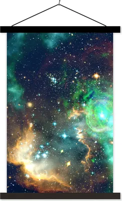 Produktbild von MuchoWow® Textilposter Leerzeichen - Grün - Gelb 60x90 cm mit schwarzem Rahmen - Poster Wohnzimmer
