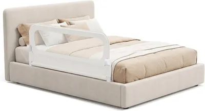 Zdjęcie produktu dla KOMFOTTEU Barierka do łóżka, ochrona przed wypadnięciem, 150 x 60 cm, składana barierka do łóżka, barierka do łóżeczka dziecięcego z siatką i pasami, łatwy montaż, do łóżek z materacem sprężynowym, łóżeczek dziecięcych i łóżek dla rodziców (szara)